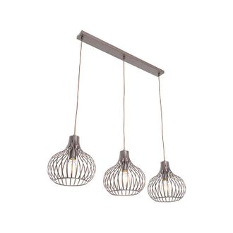 QAZQA Moderno Lámpara colgante moderna marrón oblonga 3 luces - Saffira Aluminio Redonda Adecuado para led Max. 3 x 60 Watt - Qazqa