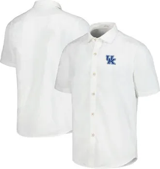 Tommy Bahama Mens Tommy Bahama White Kentucky Wildcats Coconut Point Palm Vista IslandZone Camp Button-Up Shirt at Nordstrom, Size X-Large