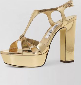 Jimmy Choo London kesia 120 platform sole metallic strappy pumps
