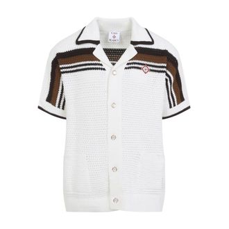 Casablanca Short Sleeve Shirts, male, Multicolor, Size: M Crochet Short Sleeve Shirt