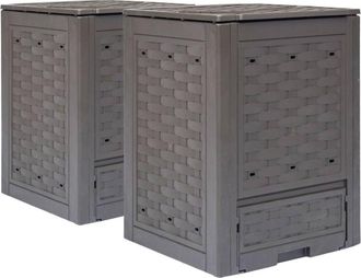 vidaXL Compostador De Jard&iacute;n 2 Uds Pl&aacute;stico Rat&aacute;n 60x60x83 Cm 600 L Vidaxl