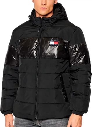 Tommy Jeans Vlag Logo Gewatteerde Jas - Heren - Winterjassen - Zwart - M - Jassen