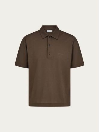 Ferragamo Brown Cotton Polo Sweater, Size L