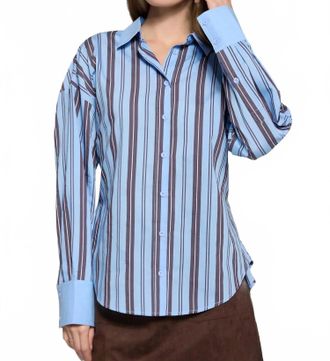 Lost + Wander Parker Button Down Shirt In Blue Brown
