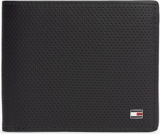 Tommy Hilfiger Mens Textured Leather Card & Coin Wallet - Black