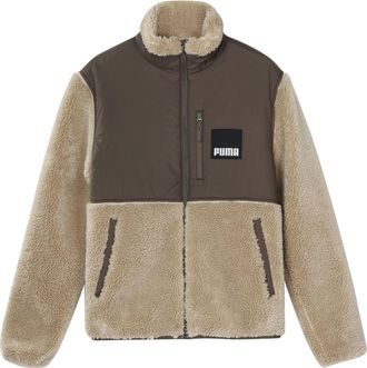 Puma Sherpa Contrasting Colors Sports lambs wool Stand Collar Jacket Brown 846325-42