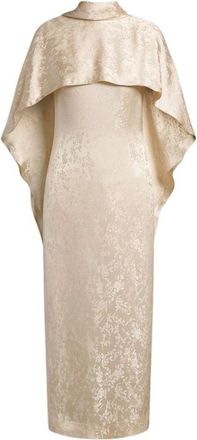 Alberta Ferretti Jurk van bloemenjacquard met capelet - Dames - Jurken - Beige - Maat: S
