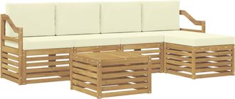 vidaXL Conjunto De Sof&aacute;s De Exterior 6 Uds. Blanco Y Crema Poli&eacute;ster Vidaxl