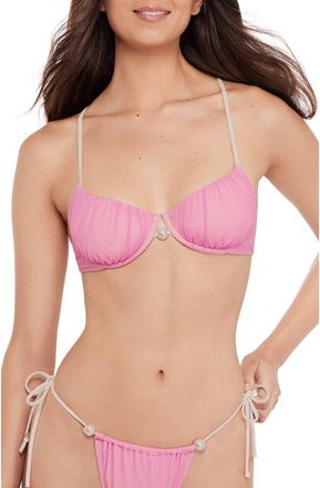 Steve Madden Faux Pearl Underwire Bikini Top in Orchid at Nordstrom, Size X-Small