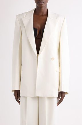 Givenchy Double Breasted Wool & Mohair Cady Jacket in White at Nordstrom, Size 12 Us