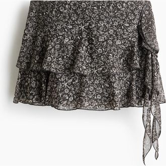 H&M Draped-panel Tiered Skirt in Dark Gray/floral at Nordstrom, Size 12