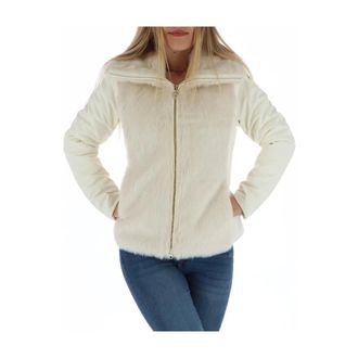 Invicta Faux Fur & Shearling Jackets, female, White, Size: L Luxurious Fur Jacket with Leather Sleeves