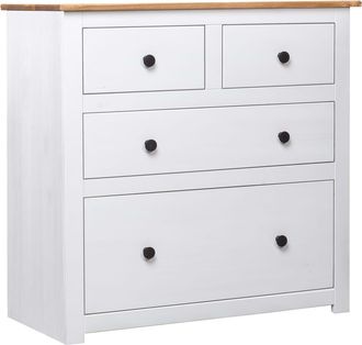 vidaXL Aparador De Madera Maciza Pino Estilo Panam&aacute; Blanco 80x40x83 Cm Vidaxl