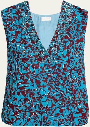 Dries Van Noten V-Neck Sequined Top
