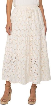 Liverpool L.A. Tiered Cotton Eyelet Maxi Skirt in Vanilla Eyelet at Nordstrom Rack, Size X-Large