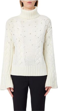 Liu Jo Maglia chiusa m/l godet e ric. - Dames - Coltruien - Wit - XS - Truien & Vesten