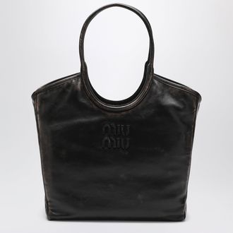Miu Miu Ivy shopping tote in lambskin leather, coffee