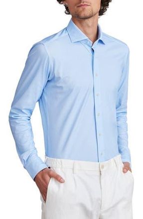 Emanuel Berg 4Flex Stretch Modern Fit Light Blue Knit Dress Shirt in Light Blue Pastel at Nordstrom Rack, Size Large