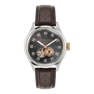 Aston Martin Accessoires, Heren, Bruin, ONE Size, Leer, Tijdloos Automatisch Horloge