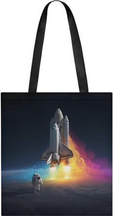 Generic Astronaut Rocketship Tote Bag for Women Men Shoulder Bags Purses Pouch Handbags