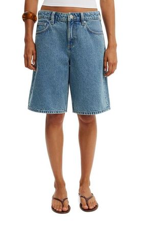 Cotton On Womens Baggy Denim Short in Pisces Blue Pocket at Nordstrom, Size 12