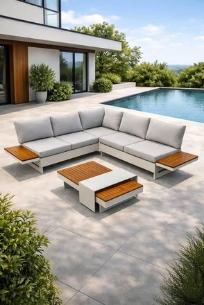 DCB Garden Conjunto de muebles de jard&iacute;n esquinero de 6 plazas - gris