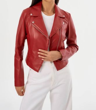 LaMarque Pascale Faux Leather Jacket In Crimson