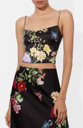 Alice & Olivia Saylor Bustier Crop Camisole in Venus Floral Black at Nordstrom Rack, Size 12