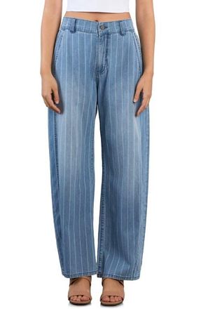Wash Lab Denim Sweetheart Stripe Barrel Leg Jeans in Washed Tide Stripe at Nordstrom, Size 26
