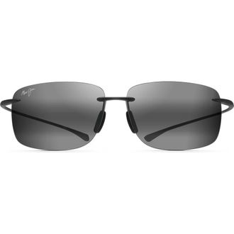 Maui Jim Hema 62mm Polarized Rectangular Sunglasses in Matte Grey at Nordstrom