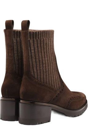 Santoni Womens suede low-heel ankle boot in Brown at Nordstrom, Size 10.5