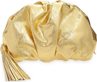 Rebecca Minkoff Ruched Faux Leather Clutch in Solid Gold at Nordstrom