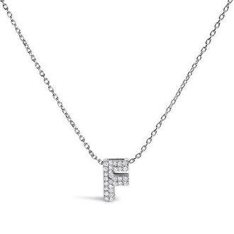 House of Brilliance 10K Gold Diamond Accent A-Z Initial Bubble Pendant Necklace in White | F at Nordstrom