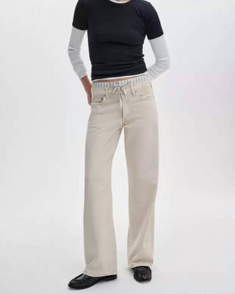 Rag & Bone Featherweight Saige Full Boxer Straight Jean In Sandstripe