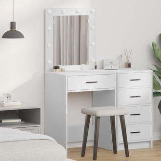 Berkfield Home Dressing Table with LED Lights White 50x41x135 cm | Size: 50 x 41 x 135 cm