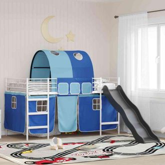 vidaXL vidaXL Struttura del letto loft per bambini Bianco e Blu 107 x 200 cm