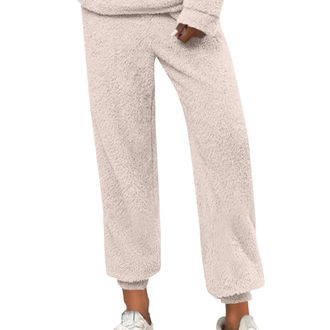 Generic Women Fluffy Pjs Bottoms Casual Soft Fleece Lounge Pants Pajama Pants Soft Fleece Color Homewear Warm Comfy Sleepwear Nightwear Bottoms Joggers Nightw