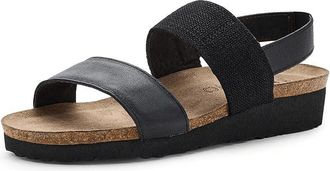 Naot Amy Womens Wedge Shoes Shiny Black Leather/Black Elastic : EU 42 (US Womens 11) W, Suede