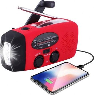 OEM Radio De Emergencia Solar De Cuerda Bater&iacute;a, Radio Port&aacute;til Supervivencia, Incluye Bater&iacute;a Externa Solar 10.000 Mah, Bater&iacute;a Externa Solar, Negro
