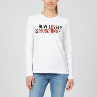 Love Moschino White Graphic Print Long Sleeve T-Shirt