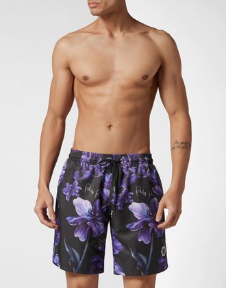 Philipp Plein Zwembroek Flowers