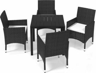 vidaXL Vidaxl - Juego Muebles Jard&iacute;n 5 Pzas Con Cojines Rat&aacute;n Sint&eacute;tico Negro