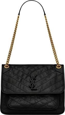 Saint Laurent Niki logo-lettering shoulder bag - women - Calf Leather - OS - Black