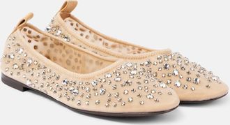 Tory Burch Crystal-embellished mesh ballet flats