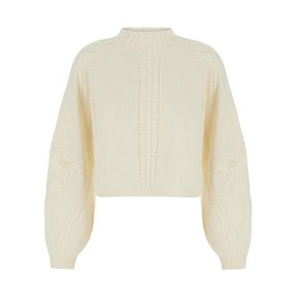Twinset Madreperl Jurk - Dames - Ronde hals truien - Wit - S - Truien & Vesten