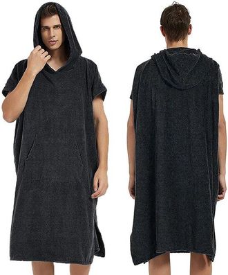 OEM Poncho Con Capucha Para Cambiarse De Surf, Confeccionado En Microfibra Absorbente De Secado R&aacute;pido, Nataci&oacute;n Y Deportes Al Aire Libre, Negro