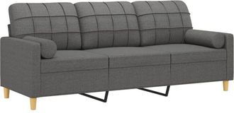 vidaXL Sof&aacute; De 3 Plazas Con Cojines Tela Gris Oscuro 180 Cm Vidaxl