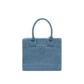 Pinko Tote Bags, female, Blue, Size: ONE SIZE Mini Beach Shopper