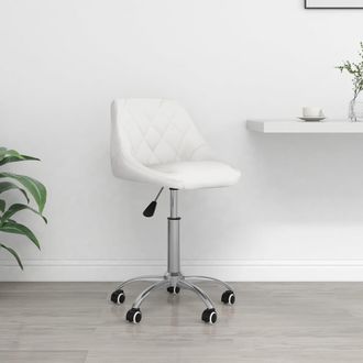 vidaXL Silla De Oficina Giratoria De Cuero Sint&eacute;tico Blanco Vidaxl