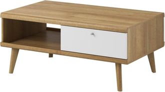 AKL FURNITURE Mesa de centro efecto madera Crema y Blanco